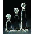 9" Globe Tower Optical Crystal Award w/ Footed Base